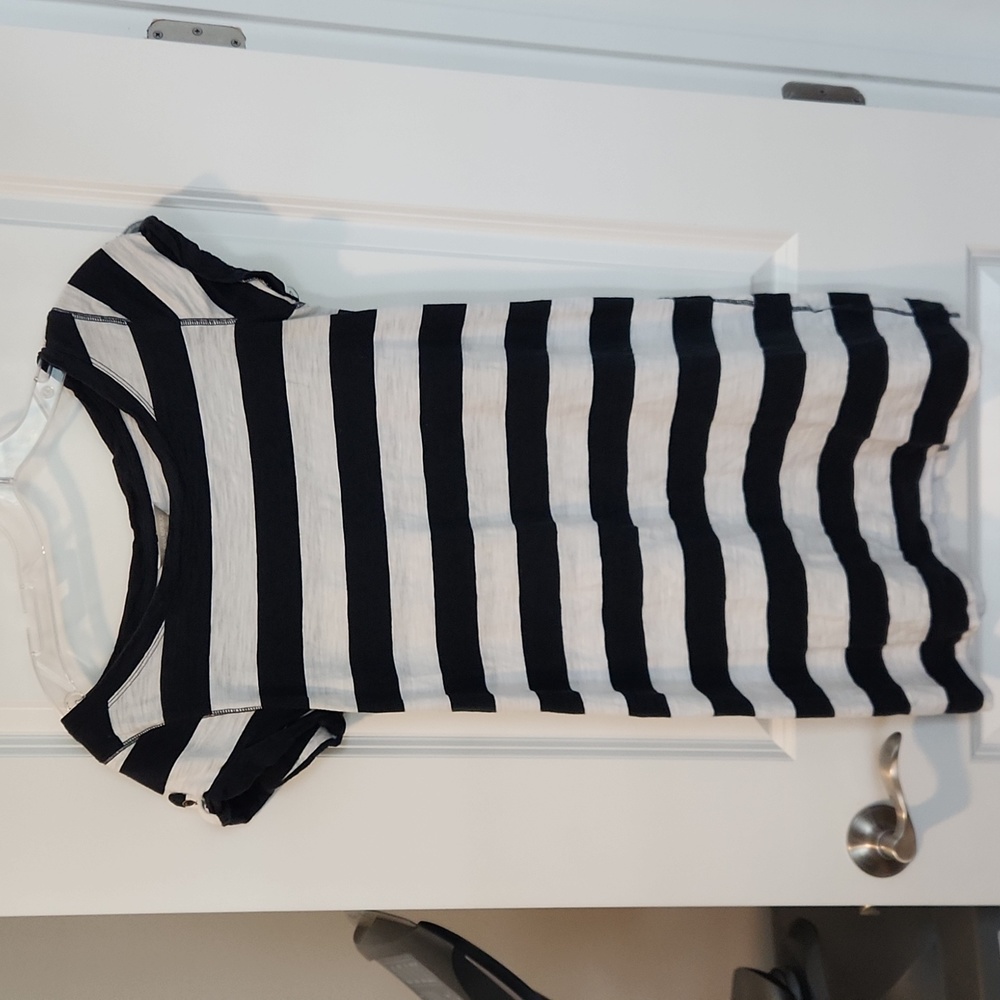 Banana Republic navy blue and white striped dress, 100% cotton, size medium